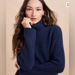 La Ligne Navy Blue Cashmere Turtleneck